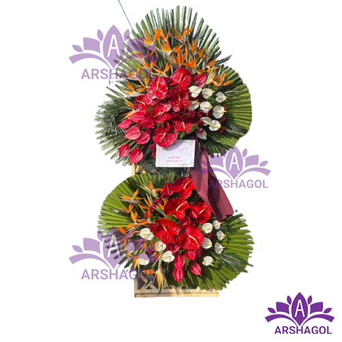 a1014 تاج گل تبریک دو طبقه کد a1014